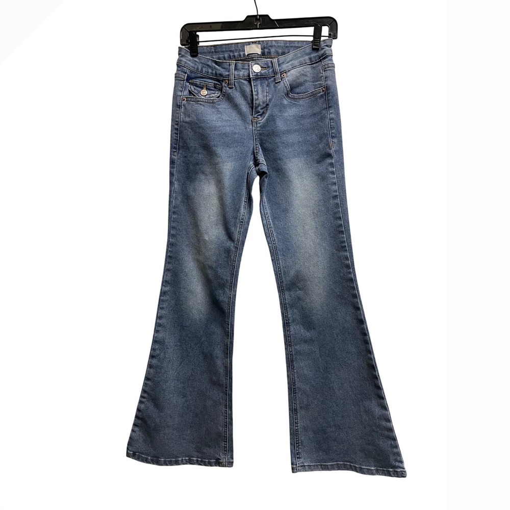 Simple Society Womens Flare Jeans Medium Wash Blue Denim  1/25 FL-22156-M Y2K
